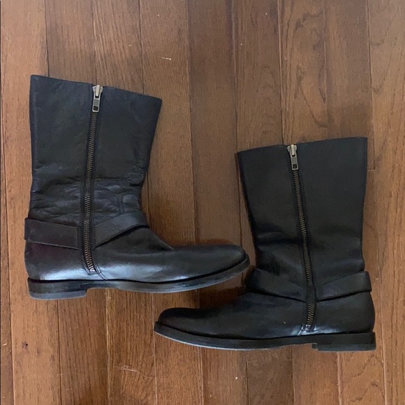 Cole Haan Black Leather Moto Boots Size 7 - Picture 4 of 9